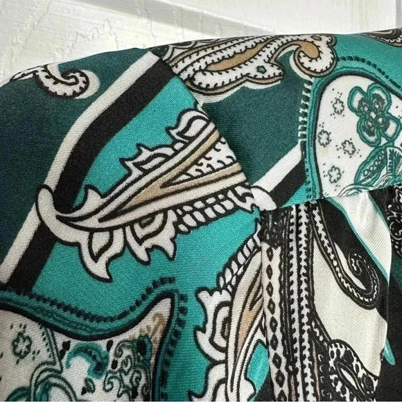 Brody Myles Blouse Collared Buttons Green/Blue/White Patterned Size Small - Picture 6 of 16